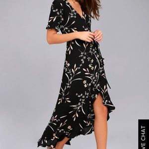 Lulus wild winds floral high low wrap dress